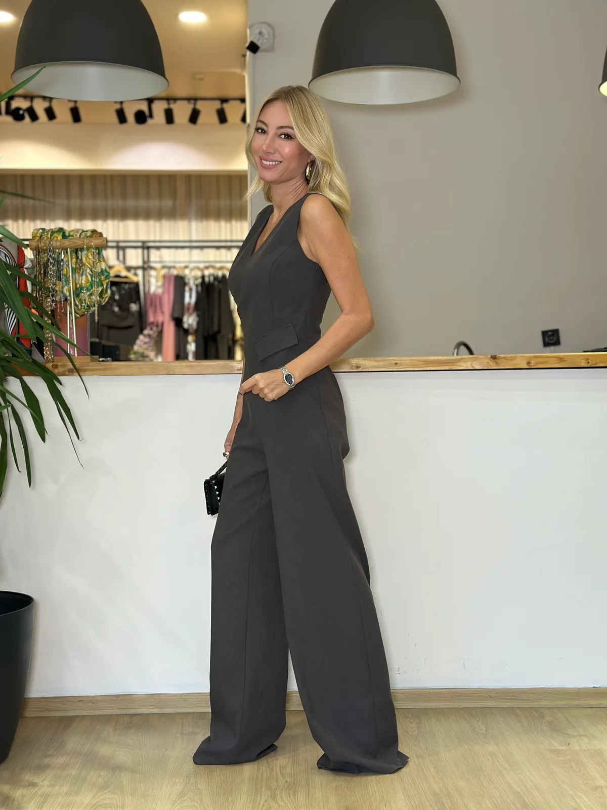 Gri Kruvaze Kesim Tasarım Tulum Askı00393 - ₺6.549,99 | ASKI BOUTIQUE Balat Gri Kruvaze Kesim Tasarım Tulum Askı00393 Tulum - Detay Görseli 3 | ASKI BOUTIQUE Balat